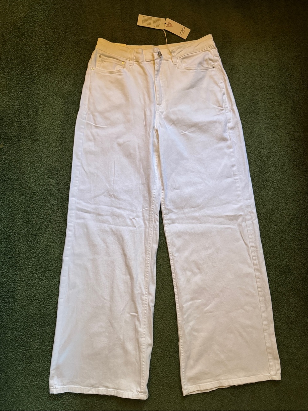 NWT Guess Mardi White Wide Leg Cotton Jeans - Size 27